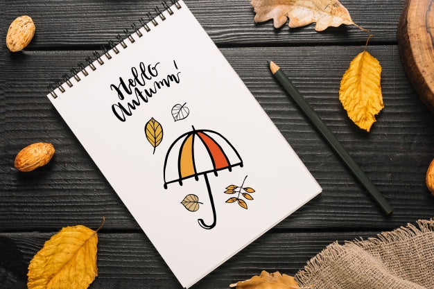 Spiral Notepad Mockup With Halloween Concept Psd