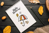 Spiral Notepad Mockup With Halloween Concept Psd