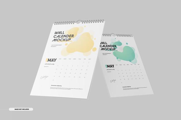 Spiral Wall Calendar Mockup Psd