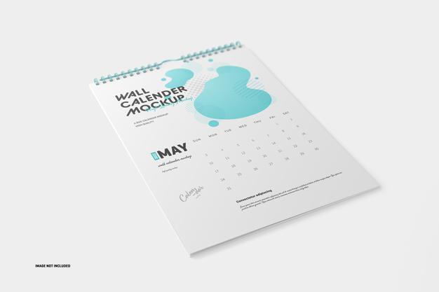 Spiral Wall Calendar Mockup Psd