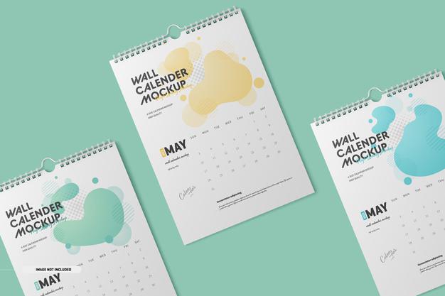 Spiral Wall Calendar Mockup Psd