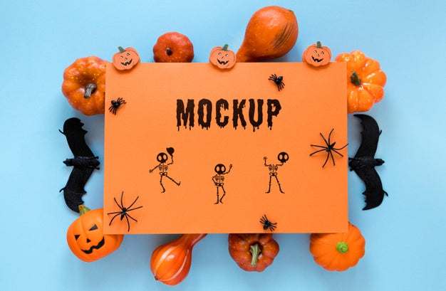 Spooky Arrangement With Bats And Pumpkins Psd