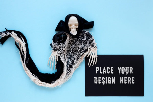 Spooky Arrangement With Ghost Psd