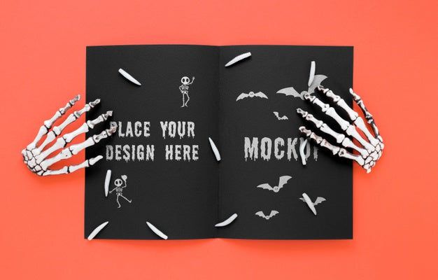 Spooky Arrangement With Skeleton Hands Psd
