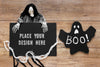 Spooky Ghosts On Wooden Table Psd