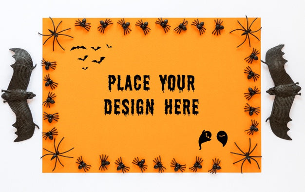 Spooky Mock-Up Design With Bats Psd