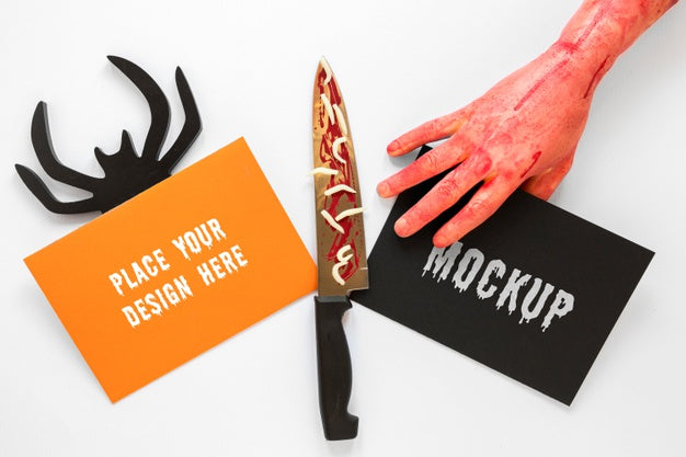 Spooky Mock-Up Design With Knife Psd