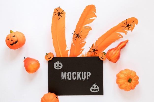 Spooky Mock-Up Design With Pumpkins Psd