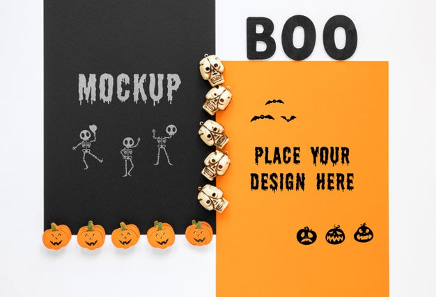 Spooky Mock-Up Design With Skulls Psd