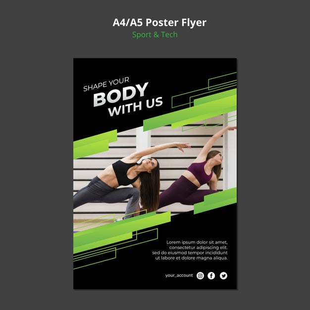 Sport & Tech Concept Poster Mock-Up Psd