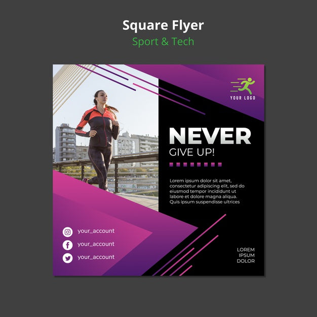 Sport & Tech Concept Square Flyer Mock-Up Psd