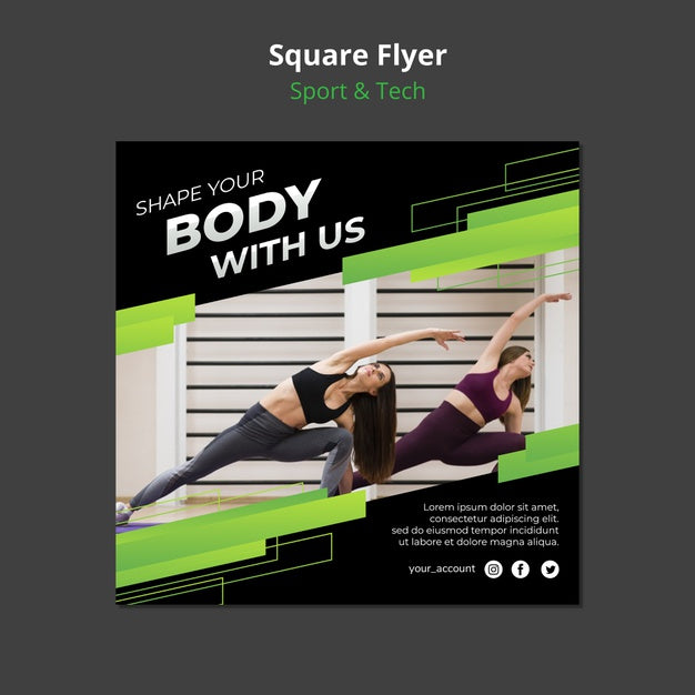 Sport & Tech Concept Square Flyer Mock-Up Psd