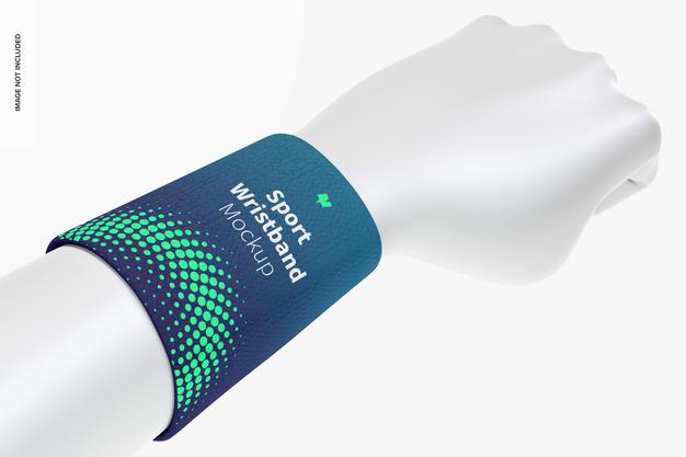 Sport Wristband With Hand Mockup, Perspective Psd