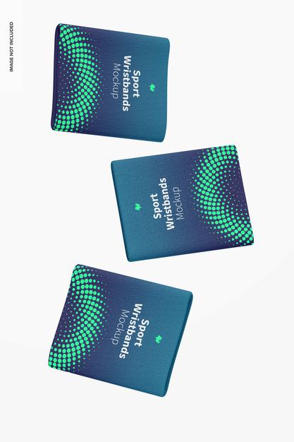 Sport Wristbands Mockup, Falling Psd
