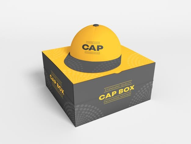 Sports Cap And Box Branding Mockup Psd