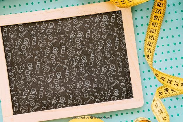 Sports Mockup With Slate And Tape Measure Psd