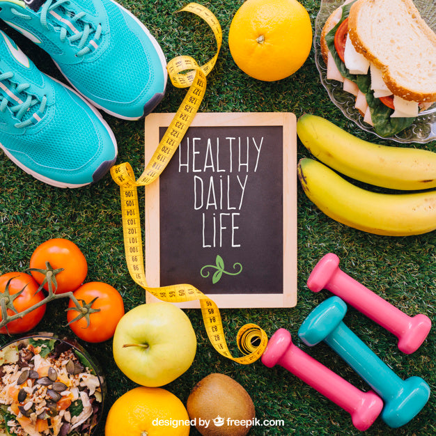 Sports Mockup With Slate Between Fitness Elements Psd