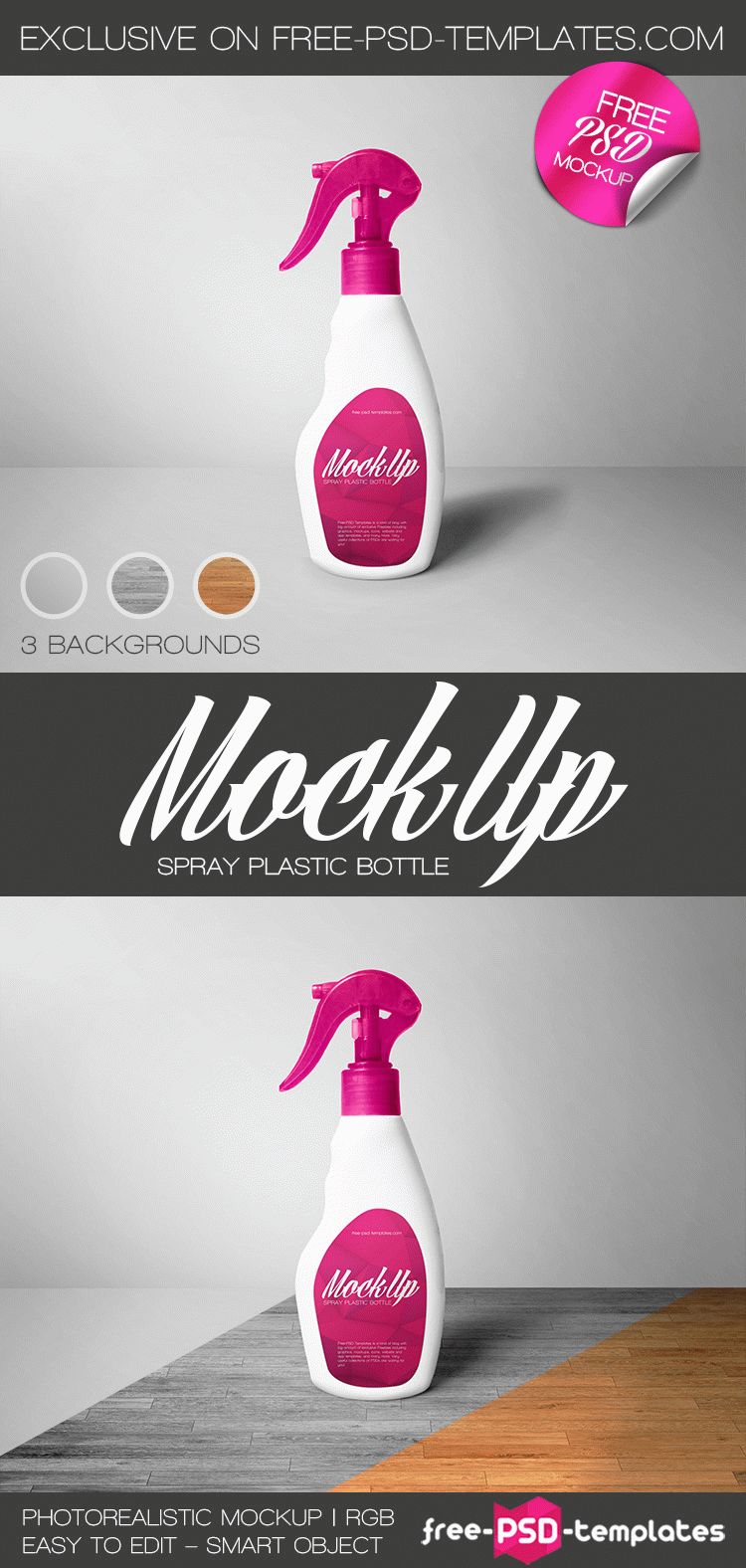 Spray Plastic Bottle Mock-Up In Psd