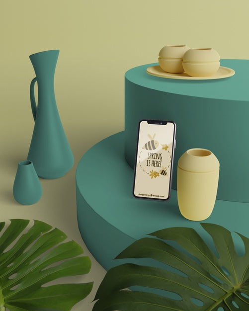 Spring 3D Decorations With Mobile Psd