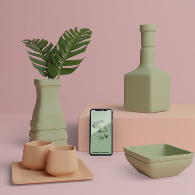Spring 3D Decorations With Phone Mock-Up Psd