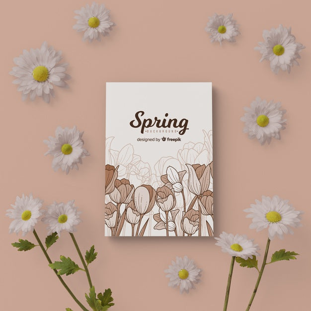 Spring Card With 3D Floral Frame Psd