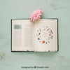 Spring Concept Mockup With Book And Pink Flower Psd