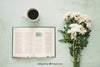 Spring Concept Mockup With Bouquet And Book Psd