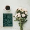 Spring Concept Mockup With Bouquet And Coffee Psd