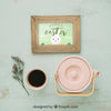 Spring Concept Mockup With Frame And Coffee Psd