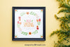 Spring Mock Up With Frame And Wildflowers On Right Psd