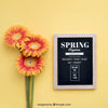 Spring Mock Up With Slate And Flowers Psd