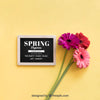 Spring Mock Up With Slate And Three Flowers Psd