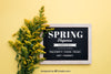 Spring Mock Up With Slate And Wildflowers Psd