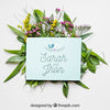 Spring Mockup With Blue Card Psd