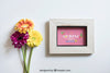 Spring Mockup With Frame And Beautiful Flowers Psd