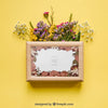 Spring Mockup With Frame And Flowers Psd