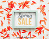 Spring Mockup With Frame And Petals Psd