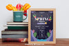 Spring Mockup With Frame Next To Books Psd