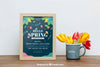Spring Mockup With Frame Next To Cup Psd