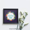 Spring Mockup With Frame Next To White Flowers Psd