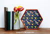 Spring Mockup With Hexagonal Frame And Vase Of Flowers Psd