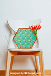 Spring Mockup With Hexagonal Frame Over Chair Psd