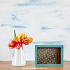 Spring Mockup With Horizontal Frame And Vase Of Flowers Psd