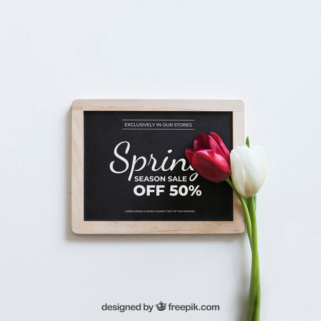 Spring Mockup With Rose On Slate Psd