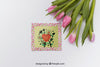 Spring Mockup With Roses And Frame Psd