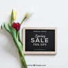 Spring Mockup With Slate And Flower Psd