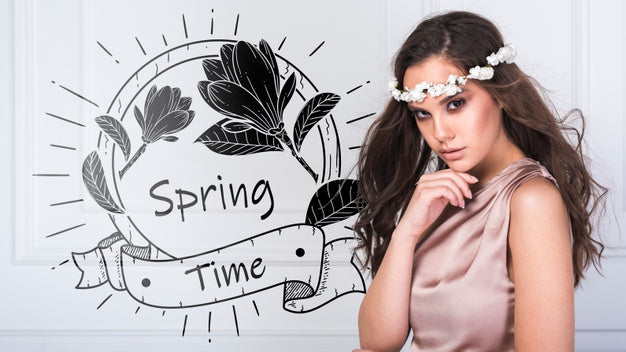 Spring Mockup With Stylish Woman Psd