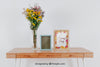 Spring Mockup With Two Frames Over Table Psd