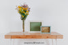 Spring Mockup With Two Horizontal Frames Over Table Psd