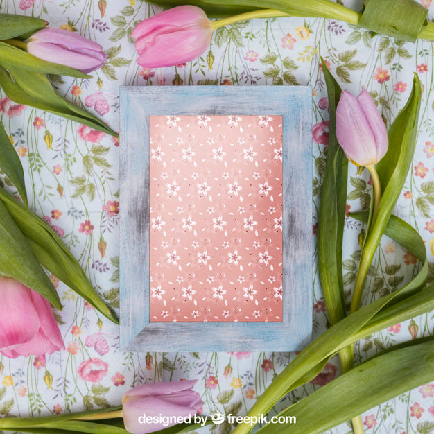 Spring Mockup With Vertical Frame Psd